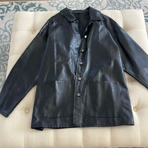 Long Black leather jacket